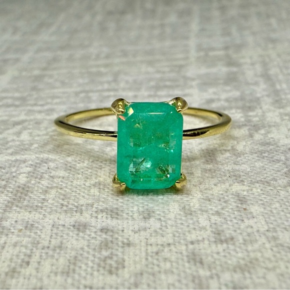 NWT Gold Plated Sterling Silver Lab Tourmaline Ring, Size 7 - Picture 2 of 4